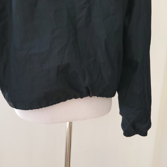 Champion Cropped Coaches Jacket Black Oversize Logo Snap Front Women Large - Picture 7 of 12